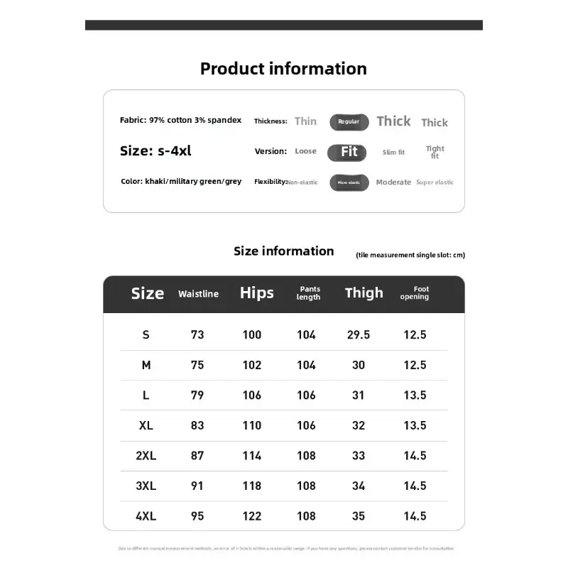 2025 New Cotton Men Cargo Pants Khaki Casual Men Tactical Joggers Cargo Multi-Pocket Fashions Black Army Trousers Work Wear