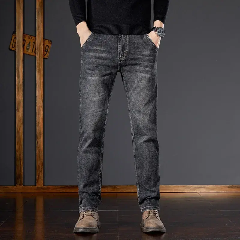 Men Jeans Straight Slim Loose Elastic Mid-aged Thin Style Versatile Long Pants Spring Autumn Version High-end Y2k Men Jeans Traf