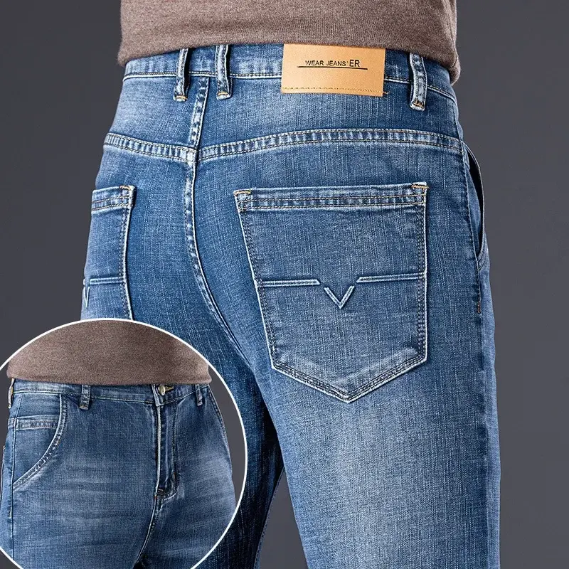 Men Jeans Straight Slim Loose Elastic Mid-aged Thin Style Versatile Long Pants Spring Autumn Version High-end Y2k Men Jeans Traf