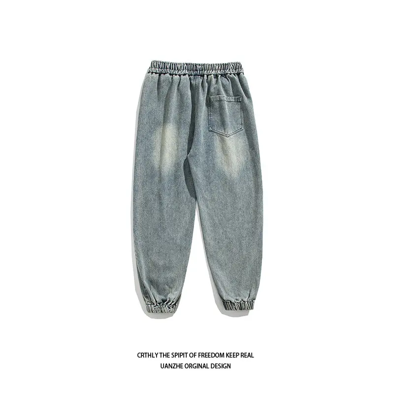 Straight Jeans for Male Y2K Trousers Hip Hop Trendy Men Jeans Loose Fit Draped Denim Pants American Street Stylish Jeans Men
