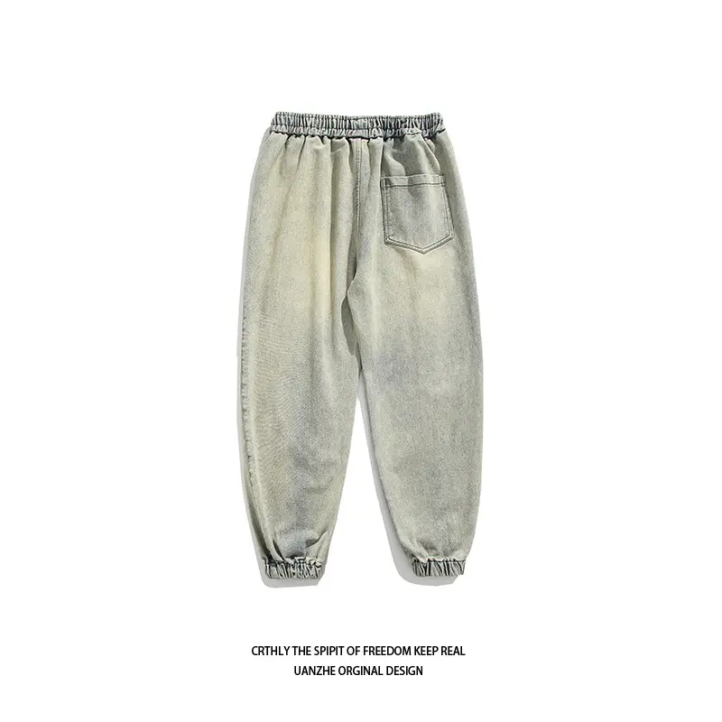 Straight Jeans for Male Y2K Trousers Hip Hop Trendy Men Jeans Loose Fit Draped Denim Pants American Street Stylish Jeans Men