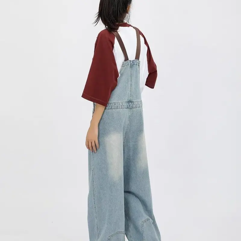 2025 American Style Street Wide Leg Denim Pants Women's Loose Fit Cargo Pants Fashion Sensibility Reversible Seam Design