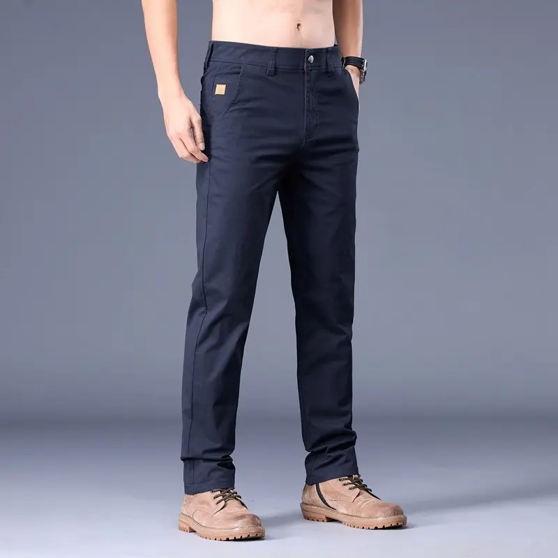 Men's Casual Pants 97% Cotton Fashion Comfortable Elastic Slim Straight Business Brand Trousers Men's Summer Pants Horse Golf