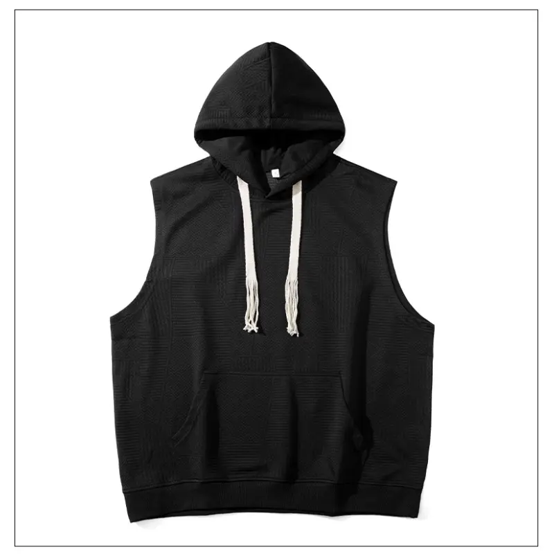 Summer Men's Sleeveless Hoodie and Shorts Set Solid Color Knitted Mesh Silk Speed Drying Outdoor Running Fitness Essential