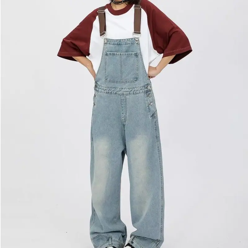 2025 American Style Street Wide Leg Denim Pants Women's Loose Fit Cargo Pants Fashion Sensibility Reversible Seam Design