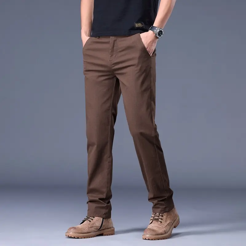 Men's Casual Pants 97% Cotton Fashion Comfortable Elastic Slim Straight Business Brand Trousers Men's Summer Pants Horse Golf
