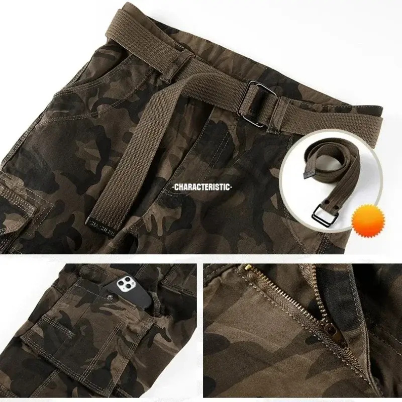 Mens Cargo Pants Camo Pants Cotton Casual Work Hiking Pants with Pockets Wild Hiking Pants Men Clothing Military Latex Pants Men