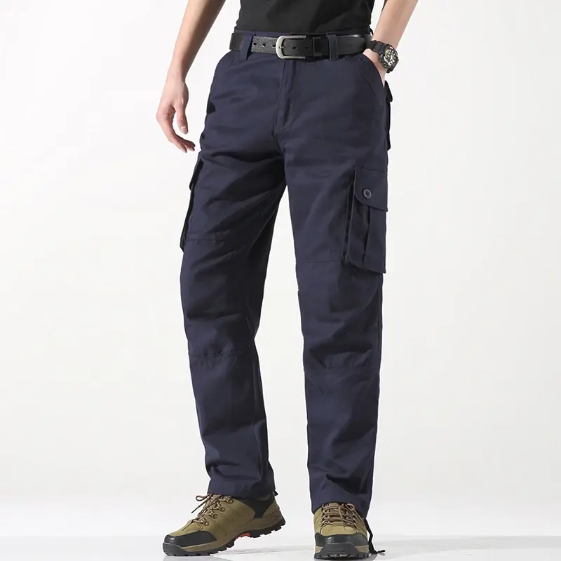 Male Cargo Pants Tactical Cotton Overalls Outdoor Utility Work Trousers Relaxed Fit Big Size 29-44 Multiple Pockets Joggers Men
