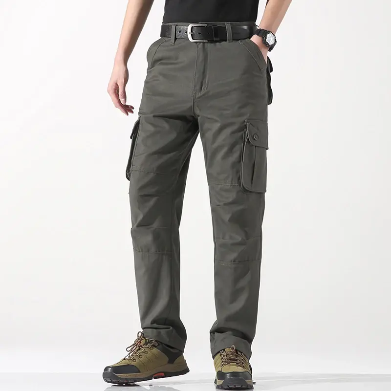 Male Cargo Pants Tactical Cotton Overalls Outdoor Utility Work Trousers Relaxed Fit Big Size 29-44 Multiple Pockets Joggers Men