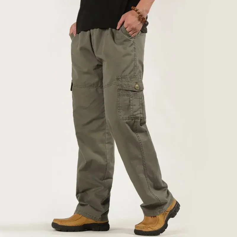 2025New Large Code M-6XL Workwear Pants Elastic Loose Outdoor Solid Color Casual Multi Bag Pant Home Elastic Pant Men's Workwear