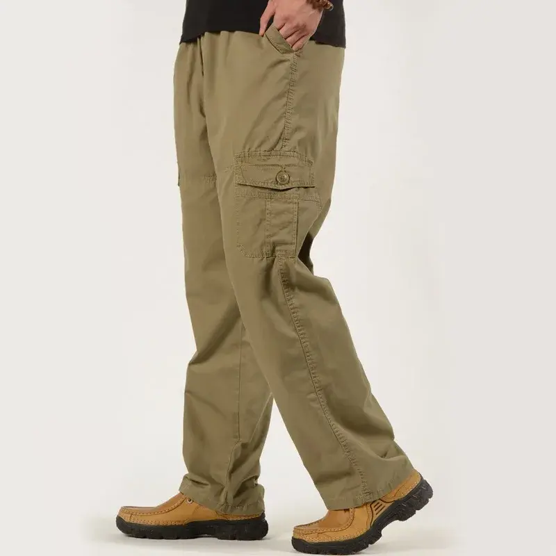 2025New Large Code M-6XL Workwear Pants Elastic Loose Outdoor Solid Color Casual Multi Bag Pant Home Elastic Pant Men's Workwear