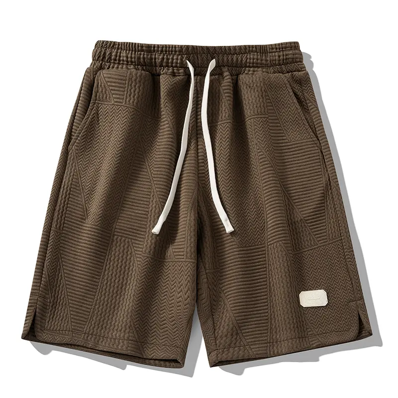 Summer Running Shorts for Men Casual Jogging Sport Short Pants Wave Pattern Solid Color Drawstring Loose Dry Gym Sports Shorts