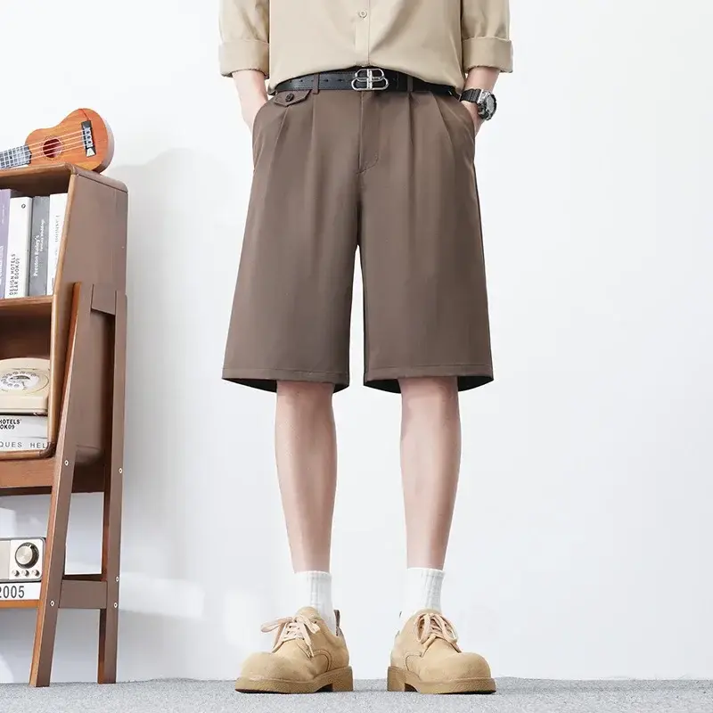 Men's Summer Pants Suit Shorts Casual Versatile Loose Fit Five-Quarter Lengths Fashion Linen Pants Man Sweatpants Shorts for Men