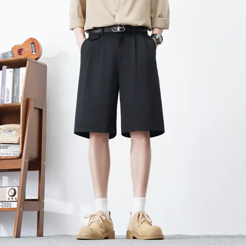 Men's Summer Pants Suit Shorts Casual Versatile Loose Fit Five-Quarter Lengths Fashion Linen Pants Man Sweatpants Shorts for Men
