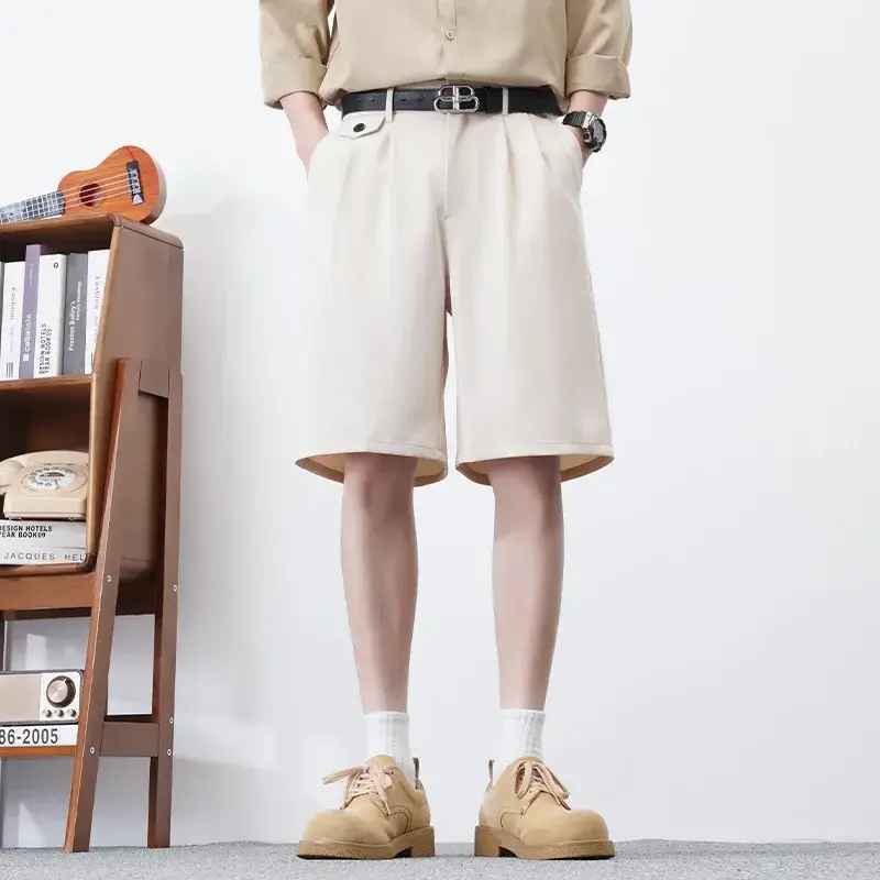 Men's Summer Pants Suit Shorts Casual Versatile Loose Fit Five-Quarter Lengths Fashion Linen Pants Man Sweatpants Shorts for Men