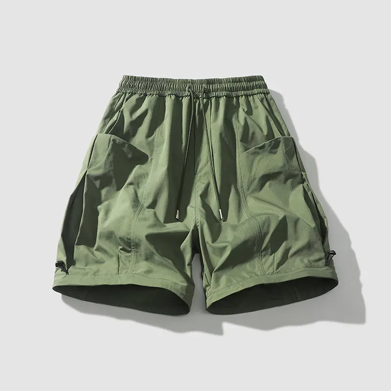 Cargo Pants Men's Vintage Belt Design Safari Style Shorts Fashion Casual Baggy Pocket Zipper Sports Knee Length Trousers Pants