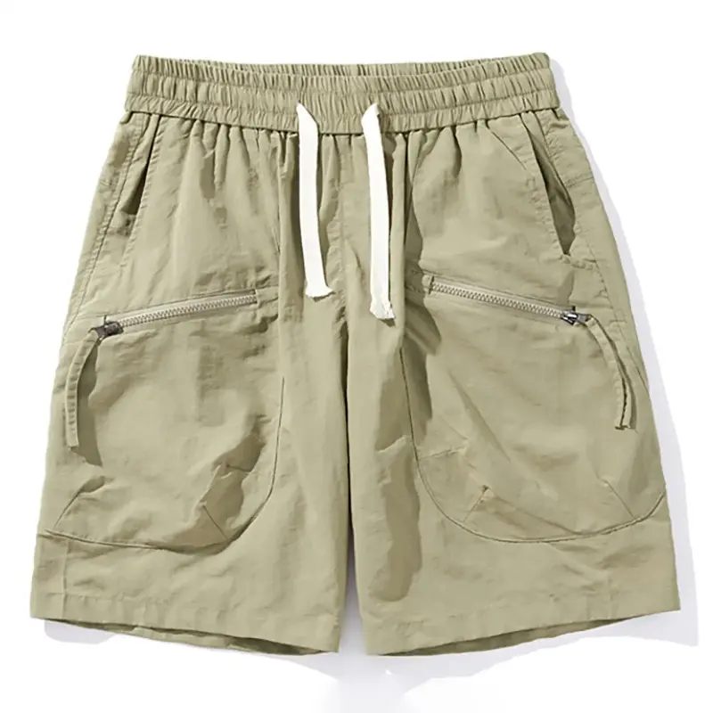 Shorts Sports Quarter Pants Pantalones Cortos Hombre Solid Color Shorts for Men Pocket with Zipper New Casual Quick Drying