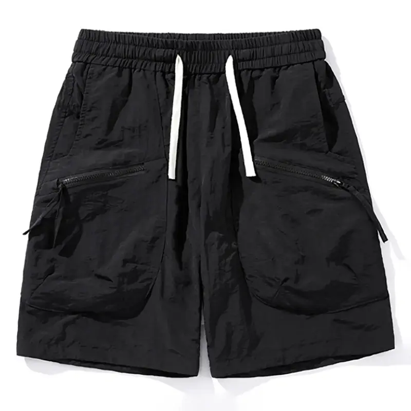 Shorts Sports Quarter Pants Pantalones Cortos Hombre Solid Color Shorts for Men Pocket with Zipper New Casual Quick Drying