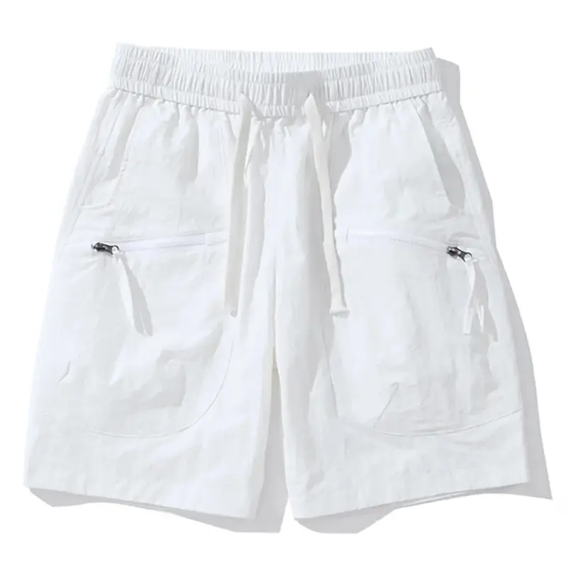 Shorts Sports Quarter Pants Pantalones Cortos Hombre Solid Color Shorts for Men Pocket with Zipper New Casual Quick Drying