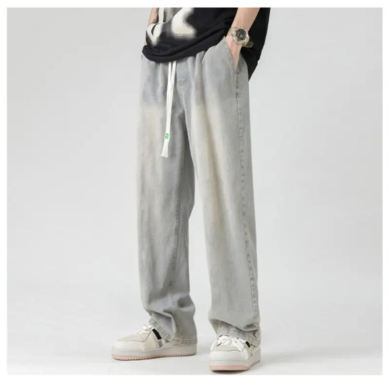 Men's Jeans American Loose Wide-leg Loose Straight Casual Trousers Street Hip-hop Baggy Jeans Black Grey Blue Streetwear Men