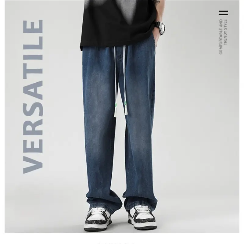 Men's Jeans American Loose Wide-leg Loose Straight Casual Trousers Street Hip-hop Baggy Jeans Black Grey Blue Streetwear Men