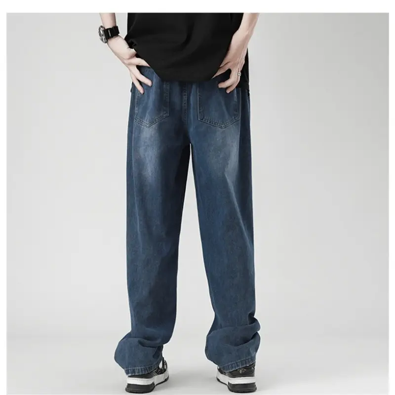 Men's Jeans American Loose Wide-leg Loose Straight Casual Trousers Street Hip-hop Baggy Jeans Black Grey Blue Streetwear Men