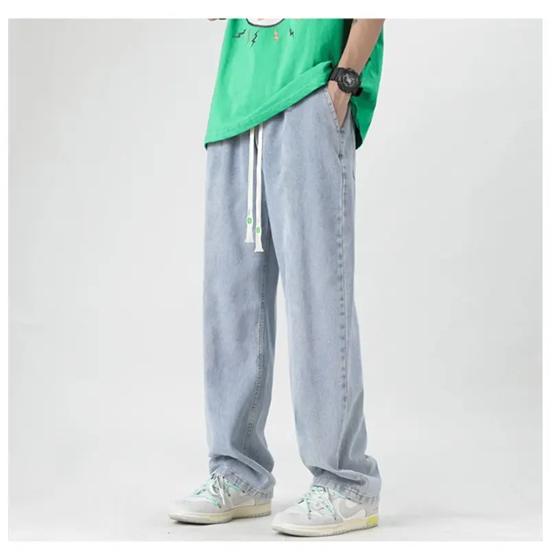 Men's Jeans American Loose Wide-leg Loose Straight Casual Trousers Street Hip-hop Baggy Jeans Black Grey Blue Streetwear Men