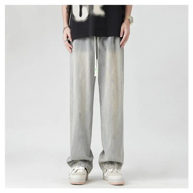 Men's Jeans American Loose Wide-leg Loose Straight Casual Trousers Street Hip-hop Baggy Jeans Black Grey Blue Streetwear Men