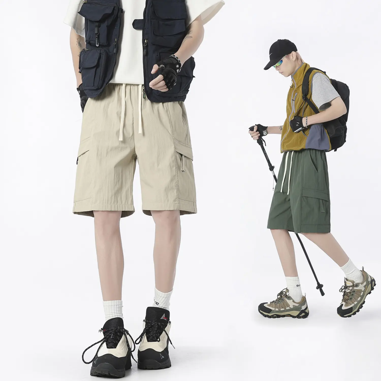 Men's Shorts Multi-Pocket Overalls Loose Large Size Summer Cotton Comfortable Pants Outdoor Casual Sports Beach Pants Sweatpants