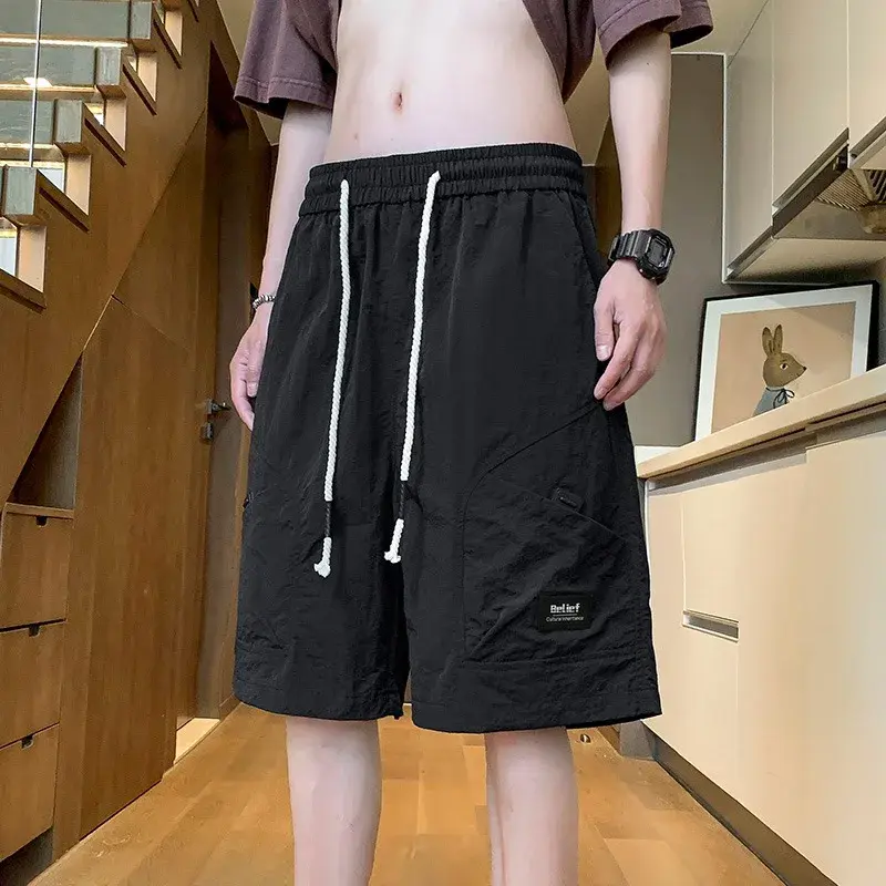 Casual Basketball Shorts Casual Beach Shorts  with Elastic Drawstring for Streetwear Men's Drawstring Waist Shorts Men's Outdoor