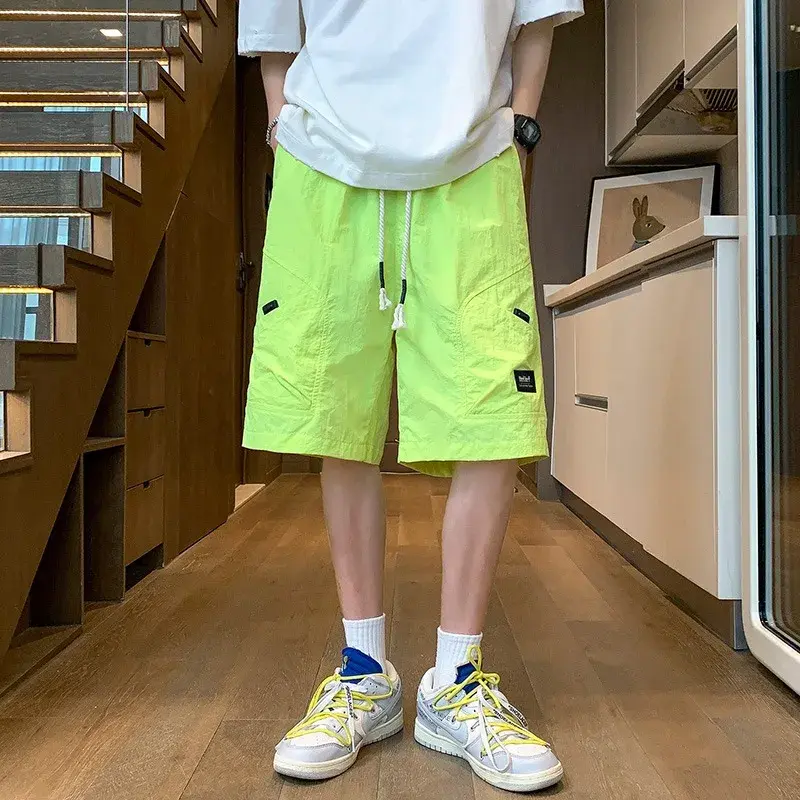Casual Basketball Shorts Casual Beach Shorts  with Elastic Drawstring for Streetwear Men's Drawstring Waist Shorts Men's Outdoor