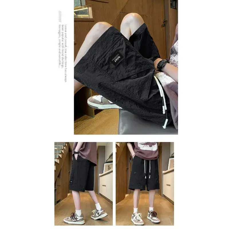 Casual Basketball Shorts Casual Beach Shorts  with Elastic Drawstring for Streetwear Men's Drawstring Waist Shorts Men's Outdoor