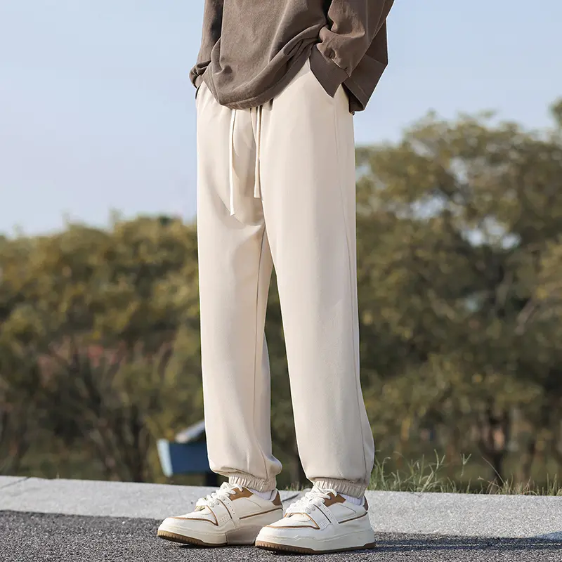 Classic Unisex Loose Fit Solid Color Sporty Casual Pants Autumn Collection Comfortable Elastic Waist Long Trousers for Couples