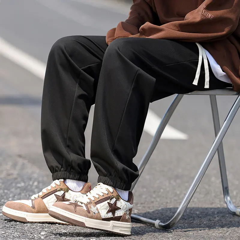 Classic Unisex Loose Fit Solid Color Sporty Casual Pants Autumn Collection Comfortable Elastic Waist Long Trousers for Couples