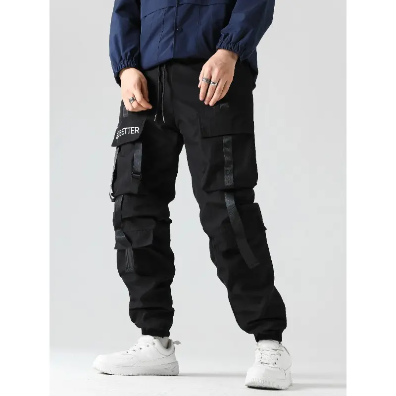 Male Casual Trousers Outdoor Training Hiking Pants Cargo Pants Mens Multi Pockets Work Pants Men New Pure Cotton Stretch