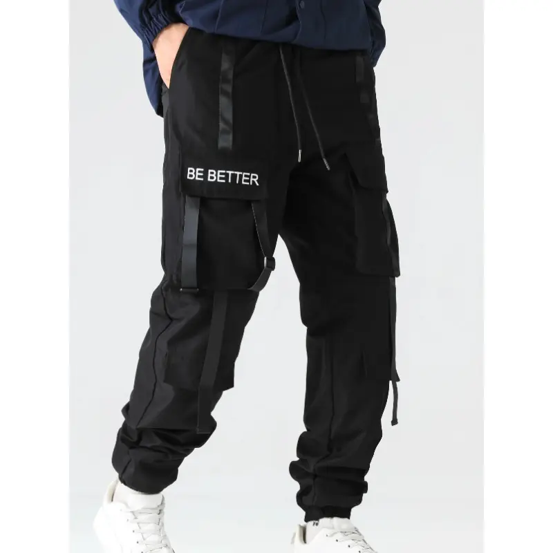 Male Casual Trousers Outdoor Training Hiking Pants Cargo Pants Mens Multi Pockets Work Pants Men New Pure Cotton Stretch