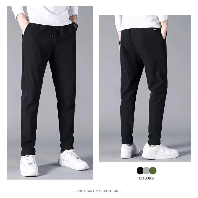Men's Casual Pants Breathable Quick Dry Jogger Sweatpants Straight Elastic Waist Korean Classic Sport Trousers Plus Size 4XL 5XL