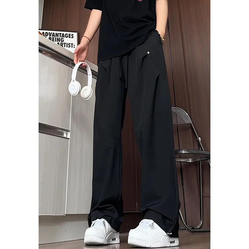 Men's Casual Cargo Pants New Retro Wide-leg Work Pants for Spring and Autumn Trendy Street Solid Color Loose Straight Versatile