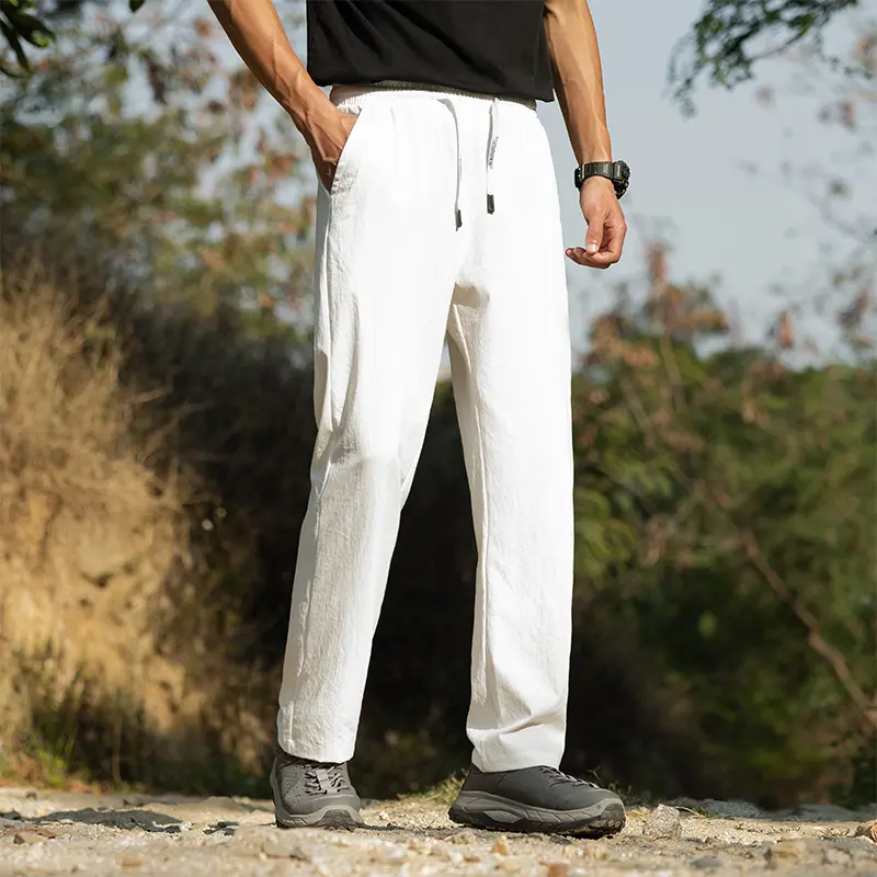 Men's Ice Silk Cargo Trousers for Man Pants Big Size 9XL-M Streetwear Straight Leg Breathable Quick Dry Summer Casual 2025