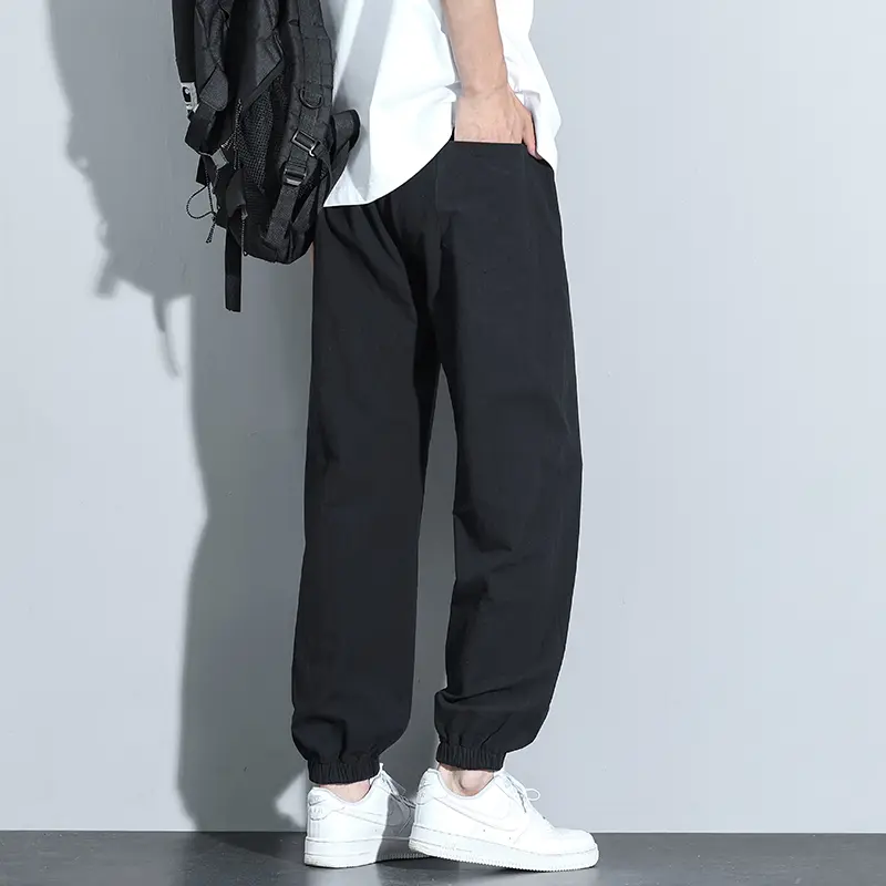Men's Casual Pants Ice Sensation Elastic Sweatpants Trendy Loose-Fit Straight-Leg Wide-Leg Long Pants Summer Ultra-Thin Trousers