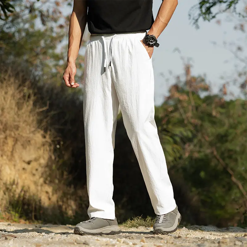 Men's Ice Silk Cargo Trousers for Man Pants Big Size 9XL-M Streetwear Straight Leg Breathable Quick Dry Summer Casual 2025