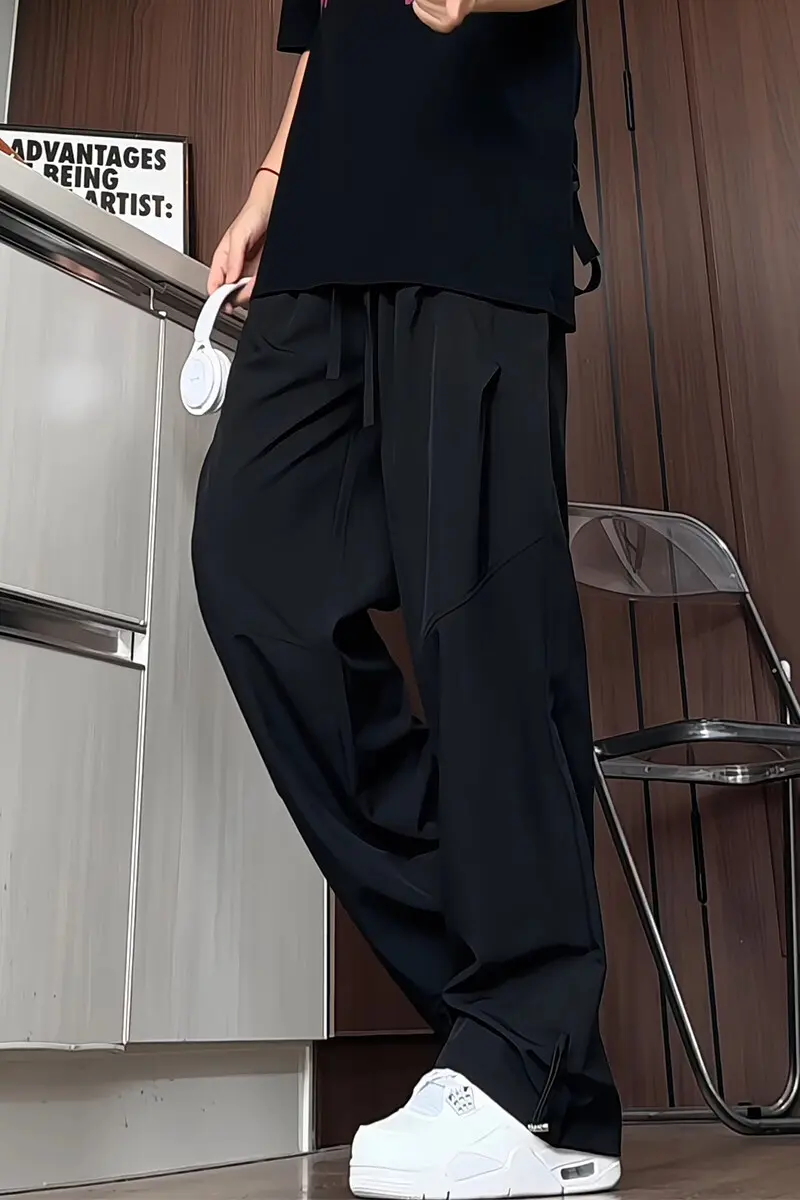 Men's Casual Cargo Pants New Retro Wide-leg Work Pants for Spring and Autumn Trendy Street Solid Color Loose Straight Versatile