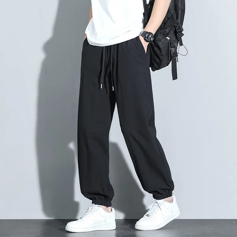 Men's Casual Pants Ice Sensation Elastic Sweatpants Trendy Loose-Fit Straight-Leg Wide-Leg Long Pants Summer Ultra-Thin Trousers