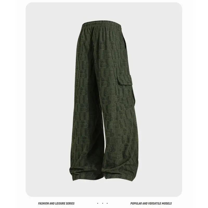 New Summer Men's Quick-drying Casual Pants with A Marble-patterned Elastic Waist and Trendy Straight Tops Cargo Pants Men