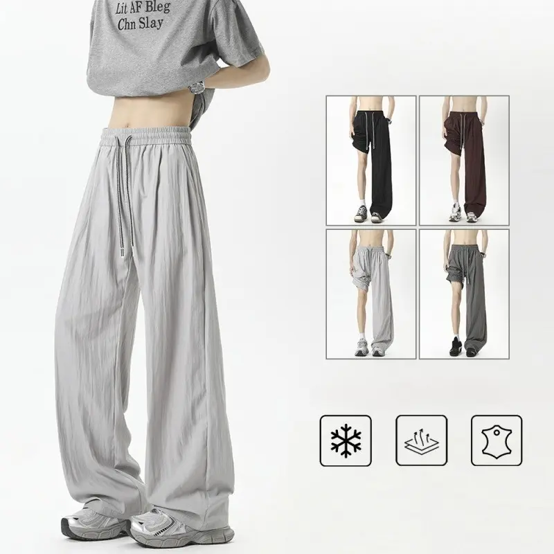 Men's Tencel Linen Thin Pants Summer Casual Loose Fit Straight Leg Pant Casual Streetwear Straight Pant Baggy Linen Pants