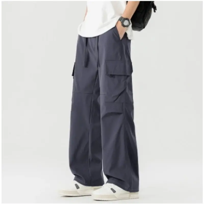 Summer Thin Style Trousers Retro Straight Leg Casual High Street Pants Men Fashion Loose Mountain Overalls Men's Vintage Classic