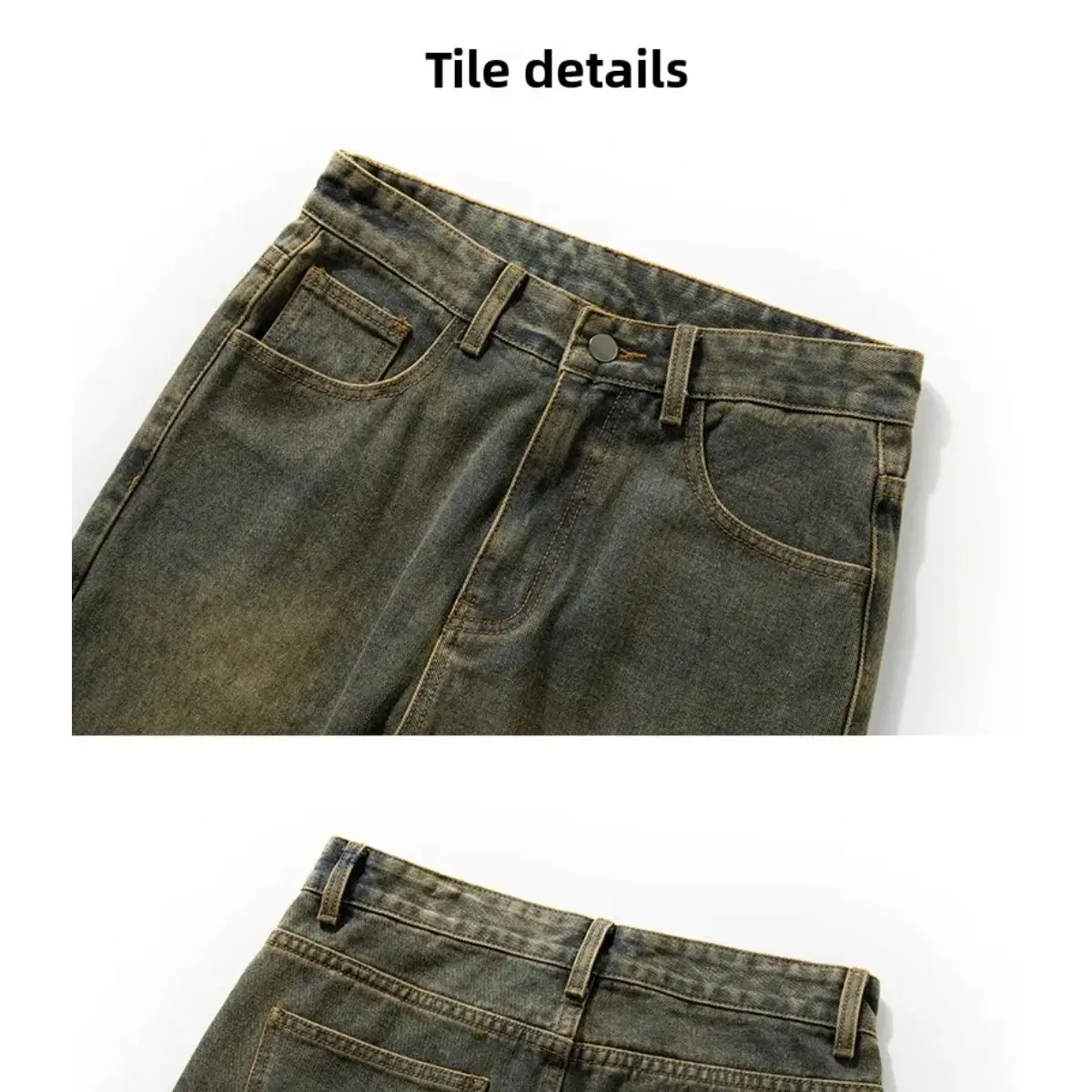 Men's Jeans Ripped Pants Skinny Retro Washed American High Street Straight Leg Pants Versatile Casual Wear Baggy Jeans Print Y2k