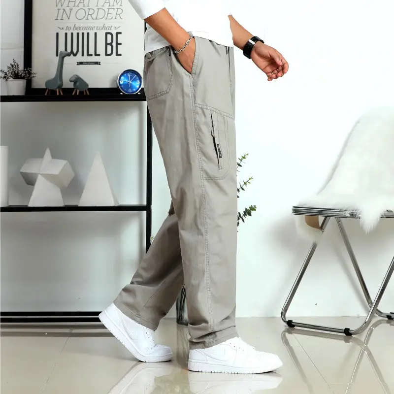 2025 New Plus Size M-6XL Men Splicing Printed Overalls Casual Pocket Sport Work Casual Trouser Pant Loose Sweatpants  Breathable