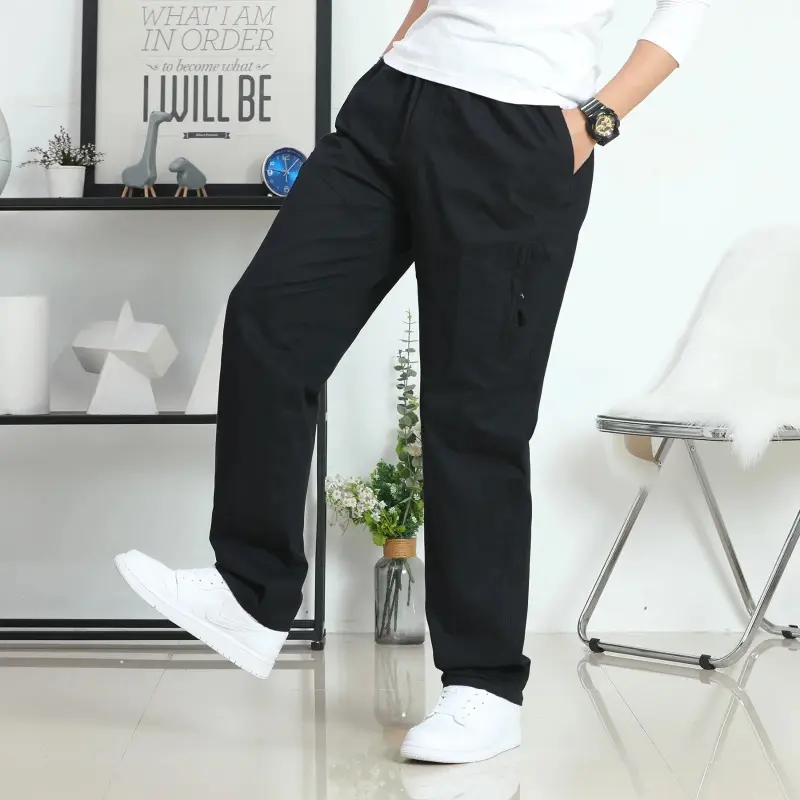 2025 New Plus Size M-6XL Men Splicing Printed Overalls Casual Pocket Sport Work Casual Trouser Pant Loose Sweatpants  Breathable