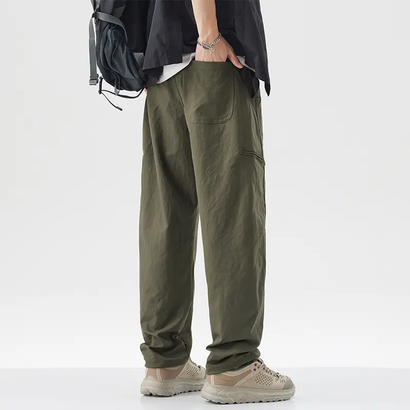 Ice Silk Men's Pants 2025 Summer New Black Gray Thin Business Casual Pants Outdoor Elastic Breathable Straight Leg Sweatpants